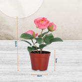 Kuber Industries Artificial Plants for Home Décor|Natural Looking Indoor Fake Plants with Pot|Artificial Flowers for Decoration (Pink)